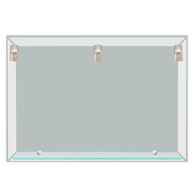 Bathroom wall mirror 90x75cm with 3 lamps and shelf