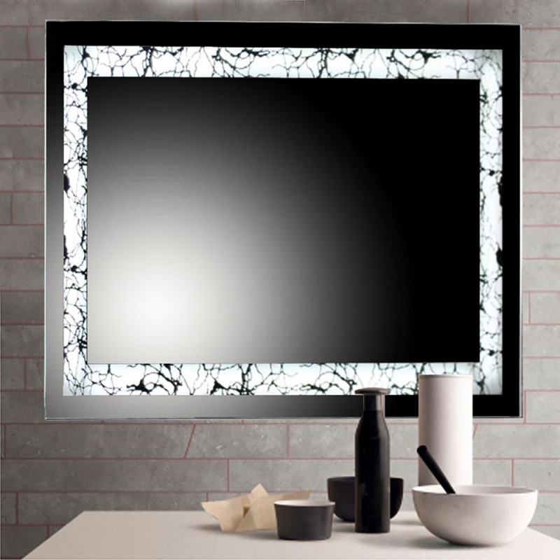 Mirror 90x75cm with sandblasted spider pattern