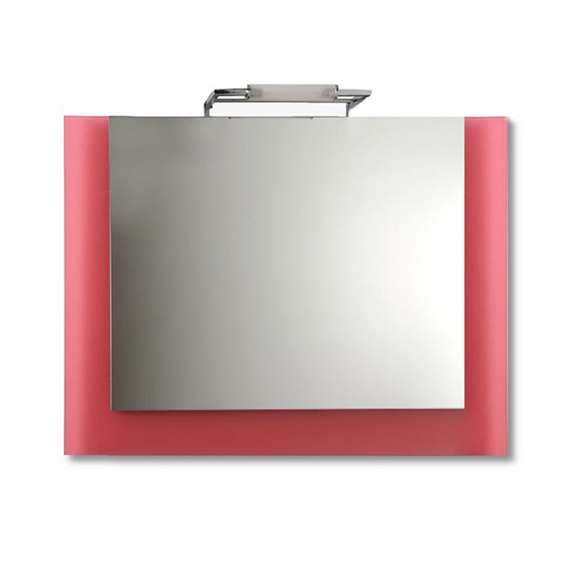 Καθρέπτης μπάνιου 90x70cm με κόκκινο lacobel κρύσταλλο με φωτιστικό